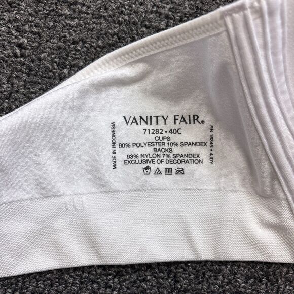 Vanity Fair Bra Women's Beyond Comfort Full Figure Wirefree White Bra Size 40C - Picture 5 of 5